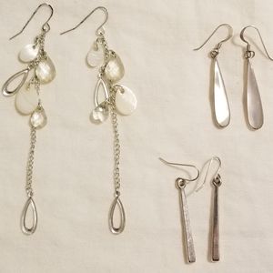 Silver Drop Earrings - 3 pair
